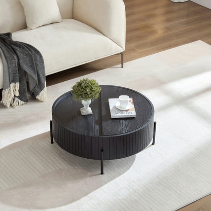Round Coffee Table with Storage – Accent Tea Table for Home & Office