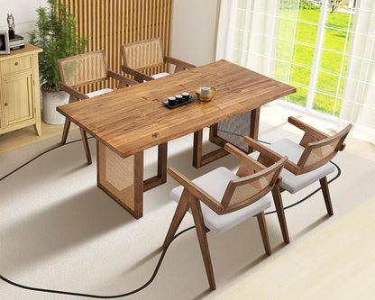 70.87 Inch Rectangular Waves Wooden Dining Table
