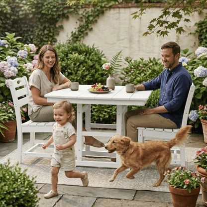 HDPE 3-Piece Bistro Set – Square Table with 2 Chairs, All-Weather