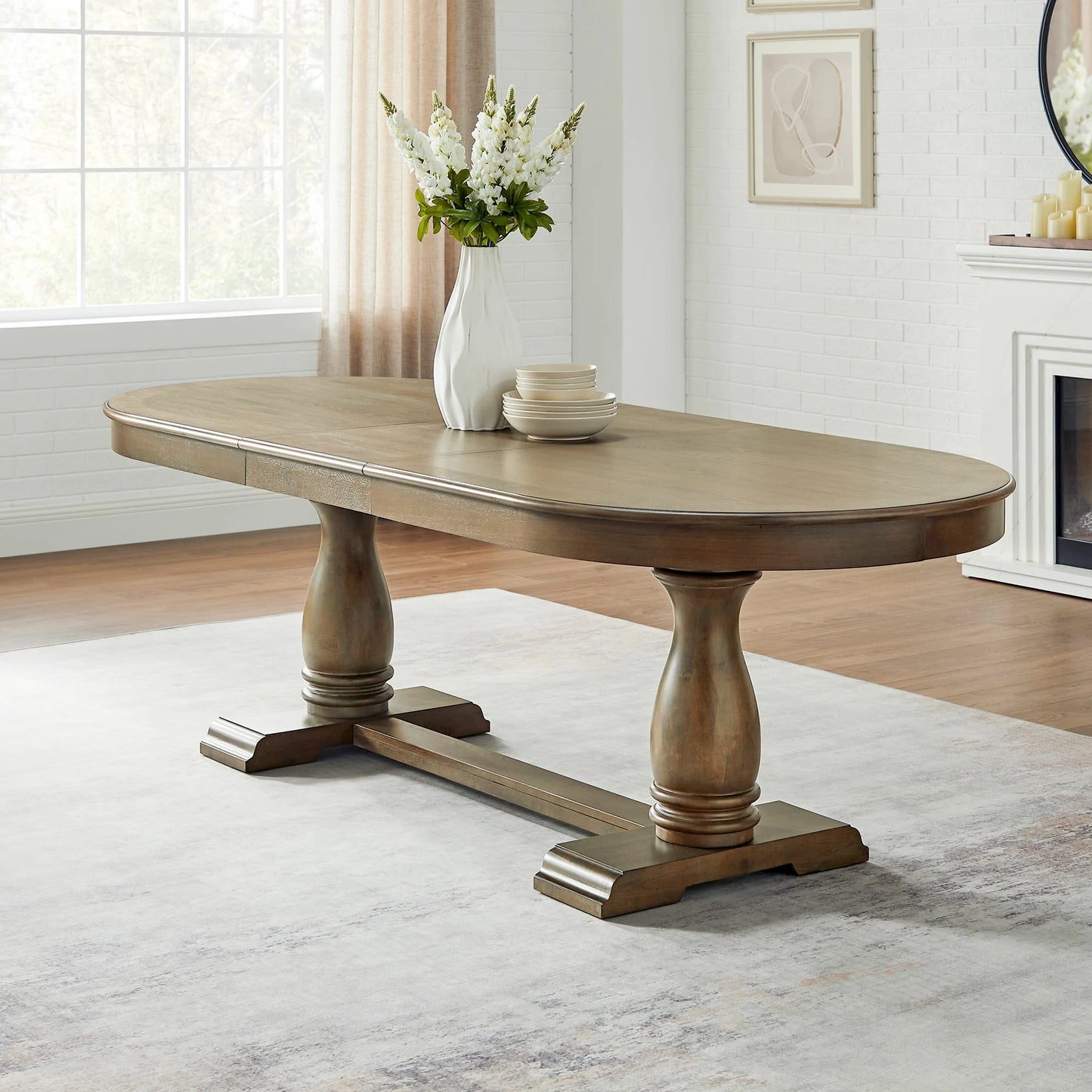 94.06" Extendable Wood Dining Table for 8 - Mid Century Modern