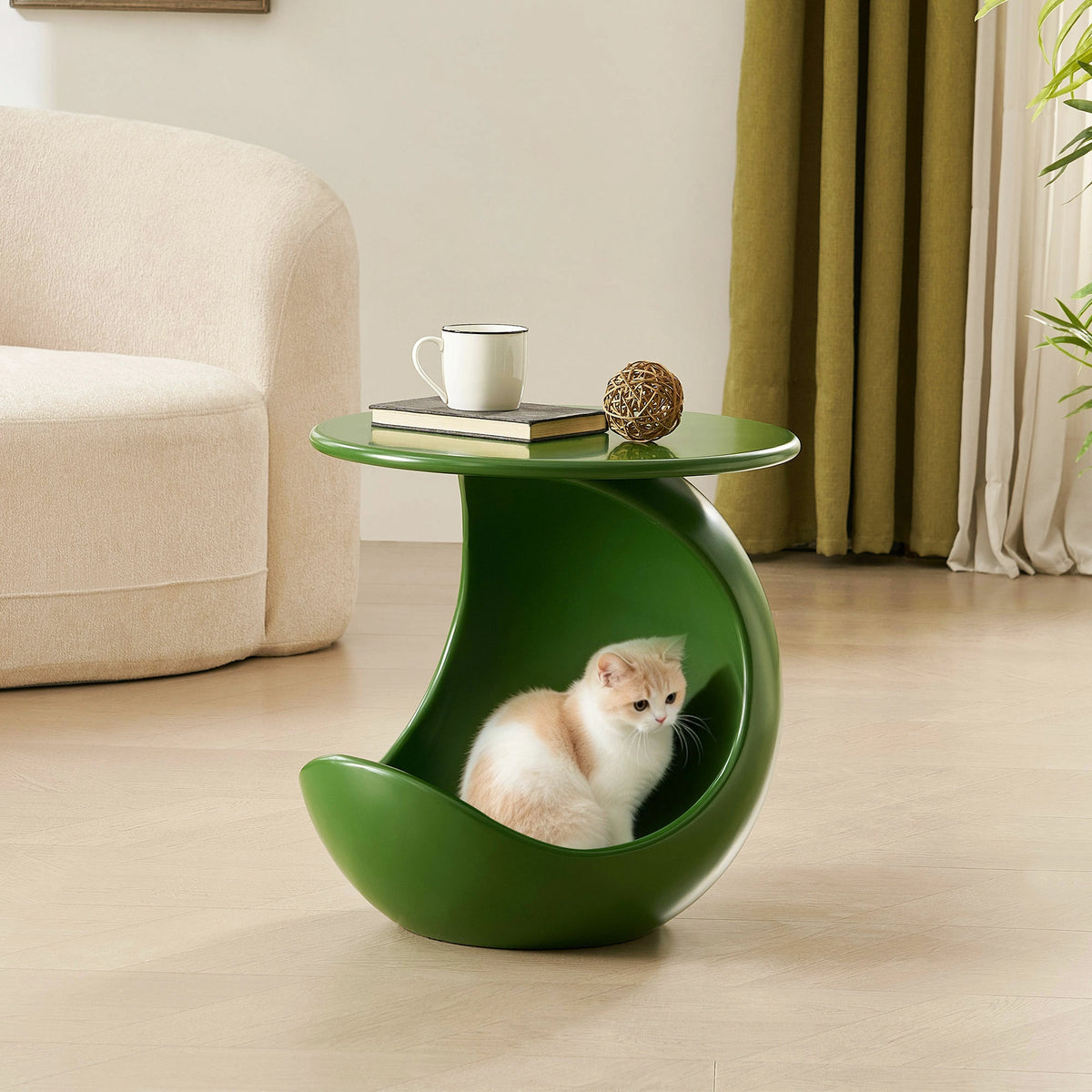 19.69'' 2-in-1 Pet Friendly End Table, No Assembly Fiberglass Base
