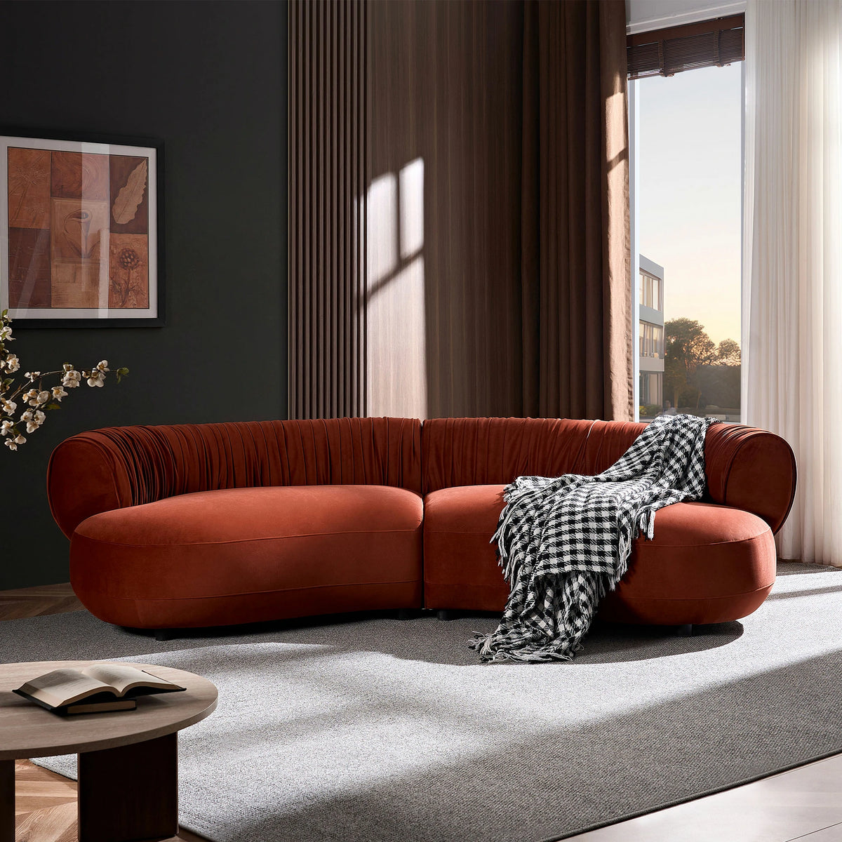 102.36" Crescent Silhouette Modern Curved Sofa