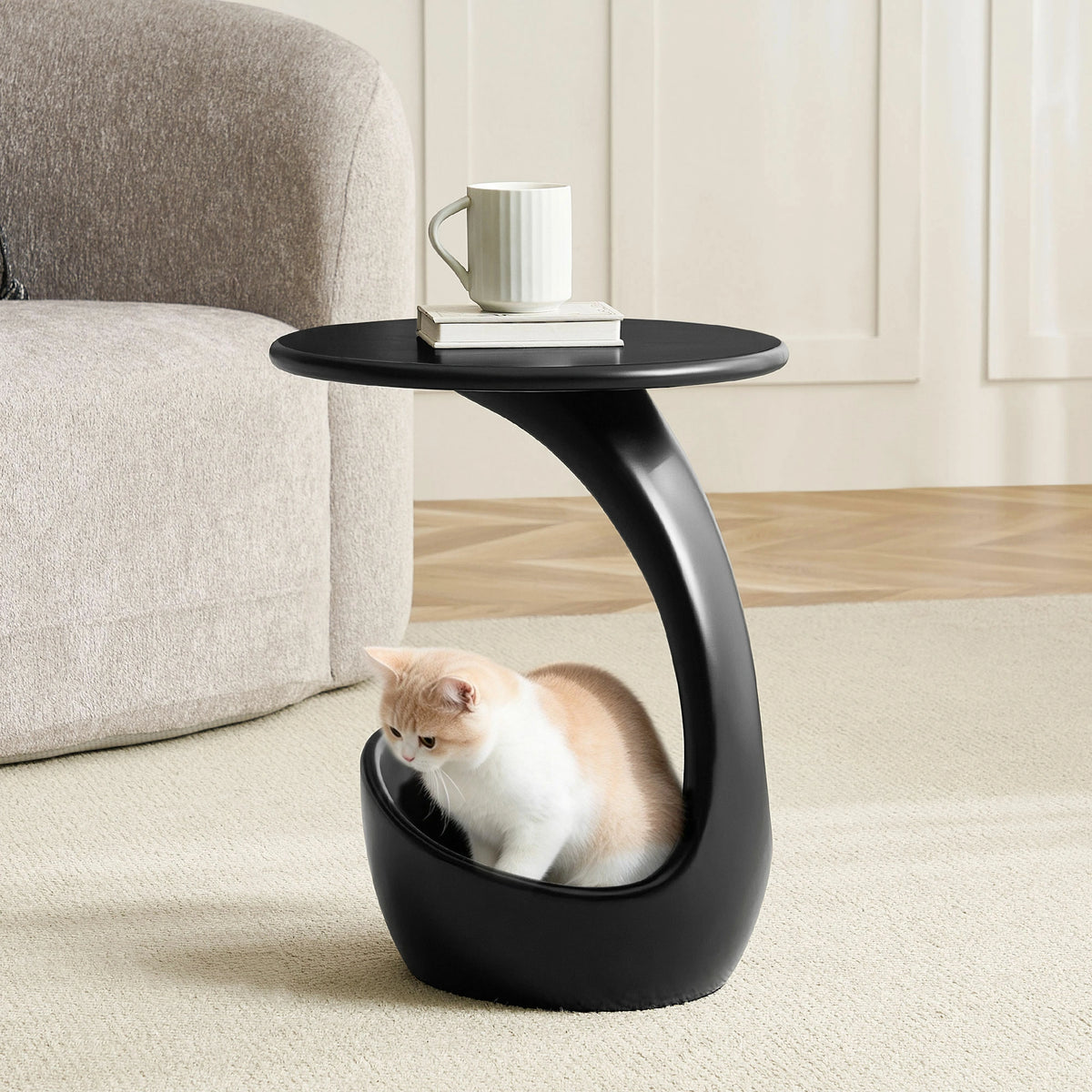 15.75'' 2-in-1 Pet Friendly End Table, No Assembly Fiberglass Base