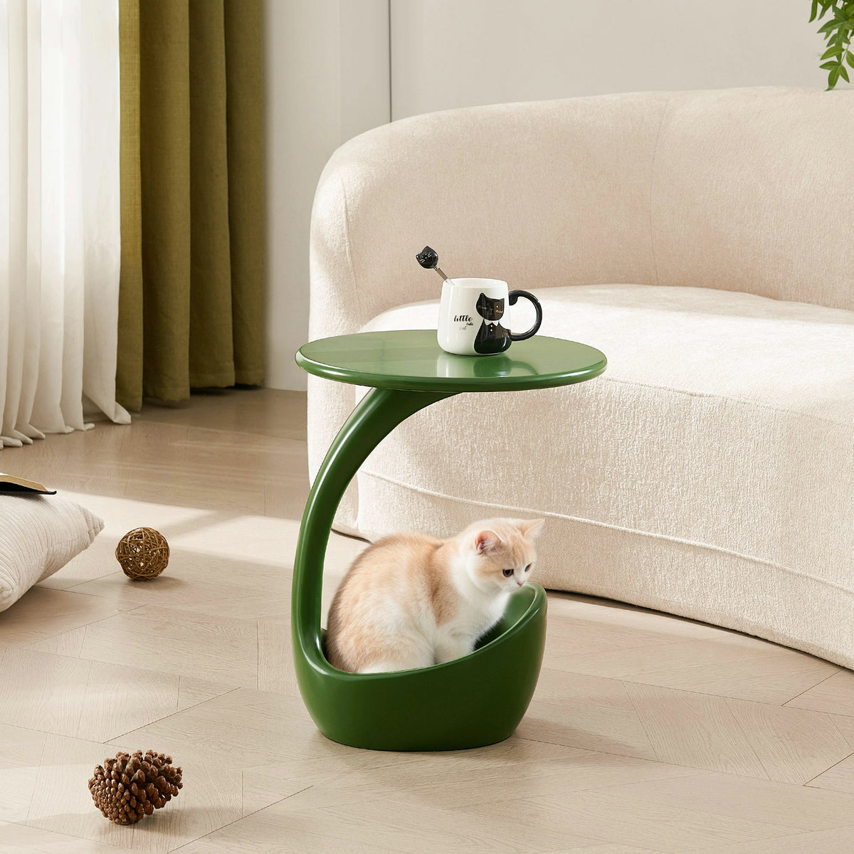 15.75'' 2-in-1 Pet Friendly End Table, No Assembly Fiberglass Base