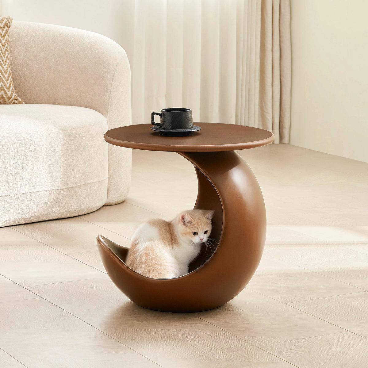 19.69'' 2-in-1 Pet Friendly End Table, No Assembly Fiberglass Base