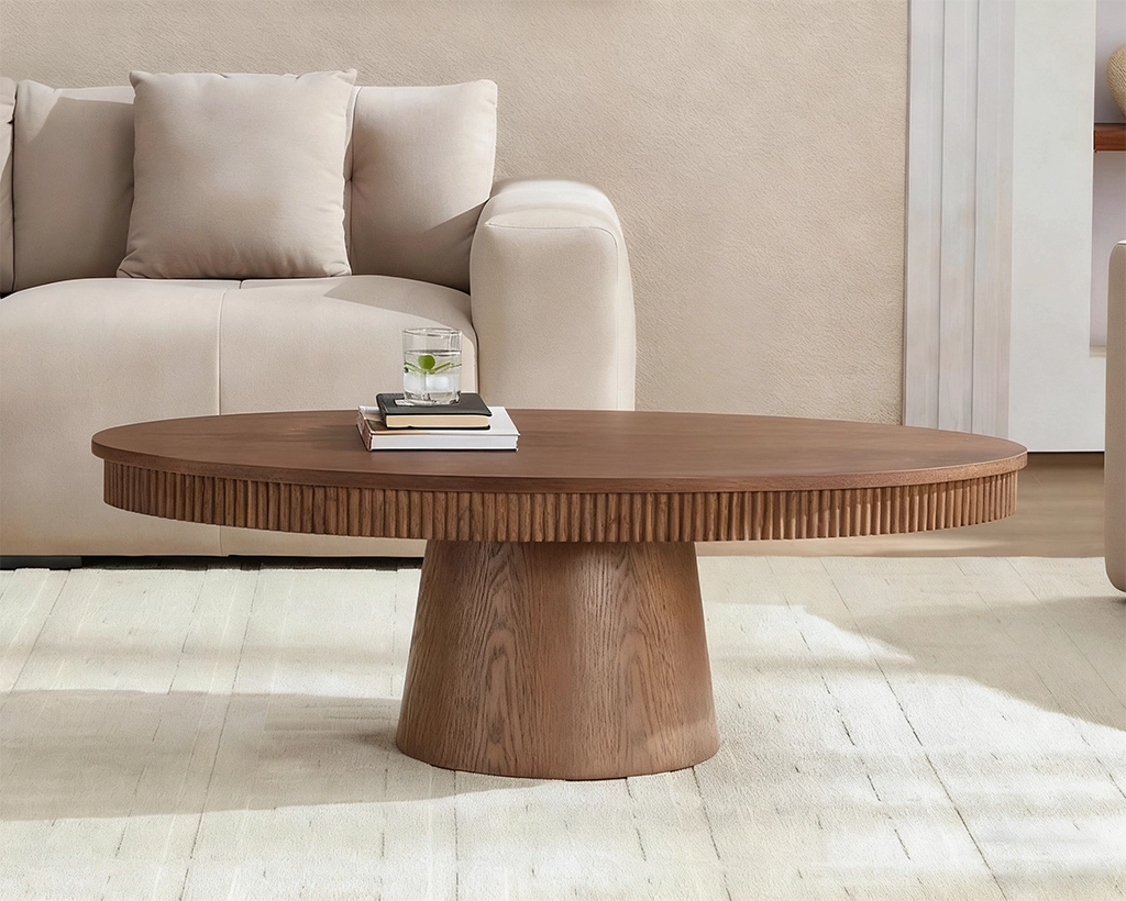 Modern Design Oval Handcraft Drum Coffee Table Length 47.24 inch Coffee Table