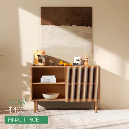 Modern 4-Cabinet Sideboard with Large Countertop, Storage Cabinet & Anti-Topple Design