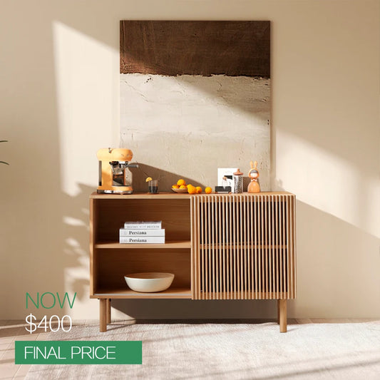 Modern 4-Cabinet Sideboard with Large Countertop, Storage Cabinet & Anti-Topple Design