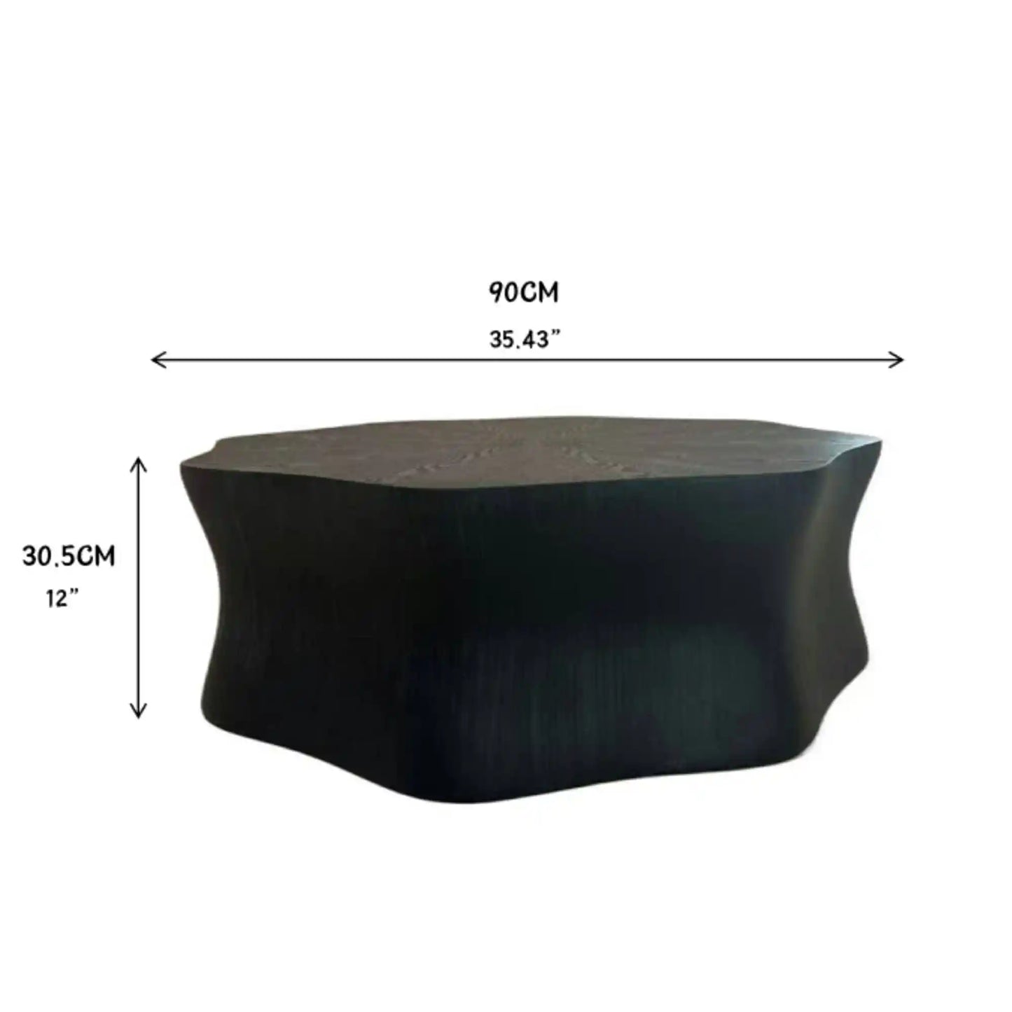 Petal Shape Coffee Table, Black Birch Wood Grain Fiberglass