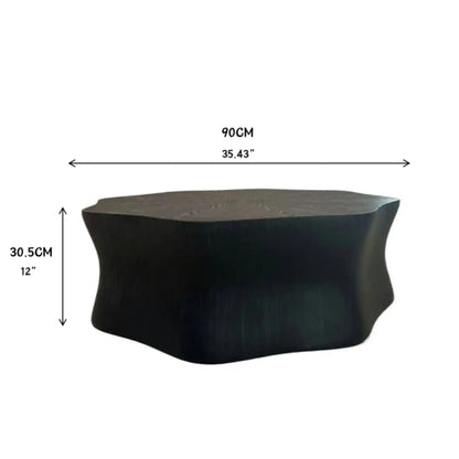 Petal Shape Coffee Table, Black Birch Wood Grain Fiberglass