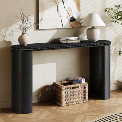 Mirod Vintage Console Table – Beaded Trim, Reversible Curved Legs