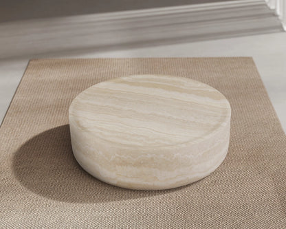 Round Faux Mars Pattern Coffee Table with Travertine Texture