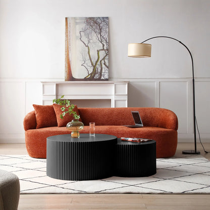 Nesting table set of 2 Round and Half Moon Shapes,No Need Assembly