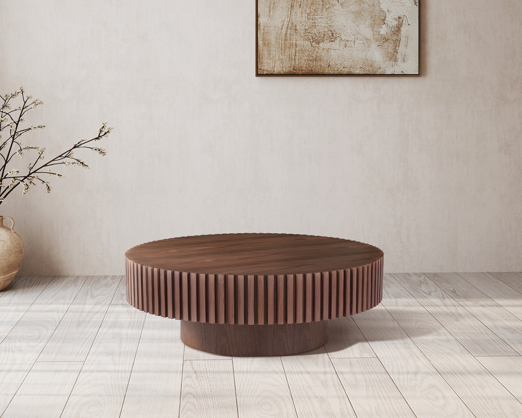 Modern Handcraft Drum Coffee Table Circle Coffee Table