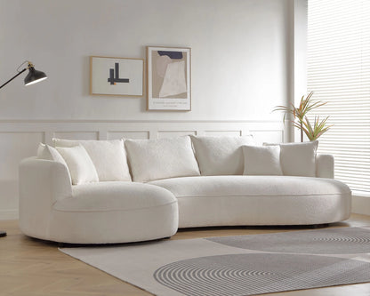 124.80"Beige Curved Sofa with Ingenious Shape – Modern, Stylish Design