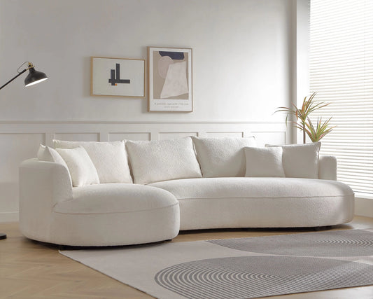 124.80"Beige Curved Sofa with Ingenious Shape – Modern, Stylish Design