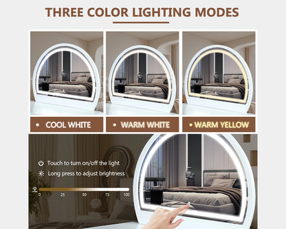 39" Makeup Vanity Table with Mirror Touch Screen Lighted Mirror