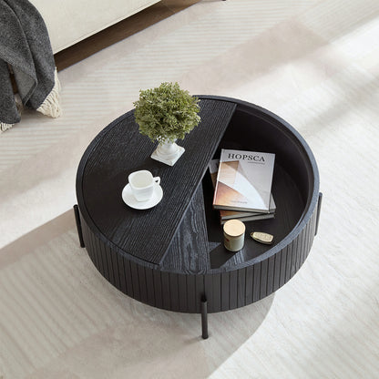 Round Coffee Table with Storage – Accent Tea Table for Home & Office