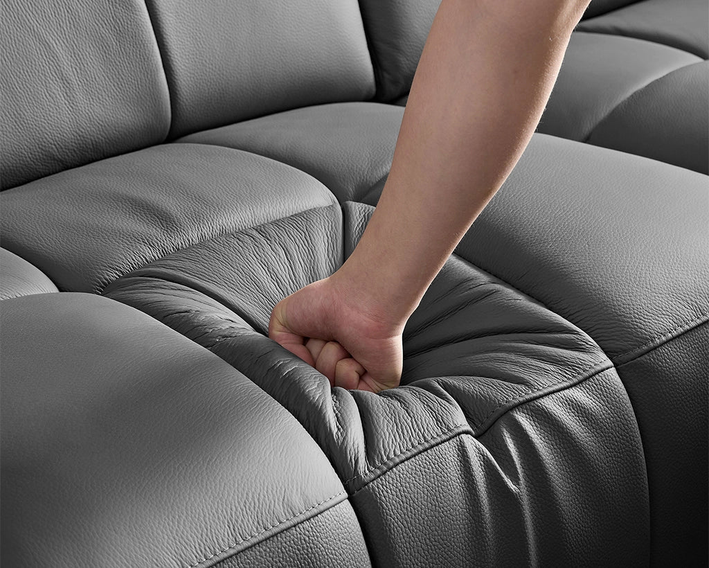 Electric Right-Facing L-Shaped Leather Recliner with USB Port
