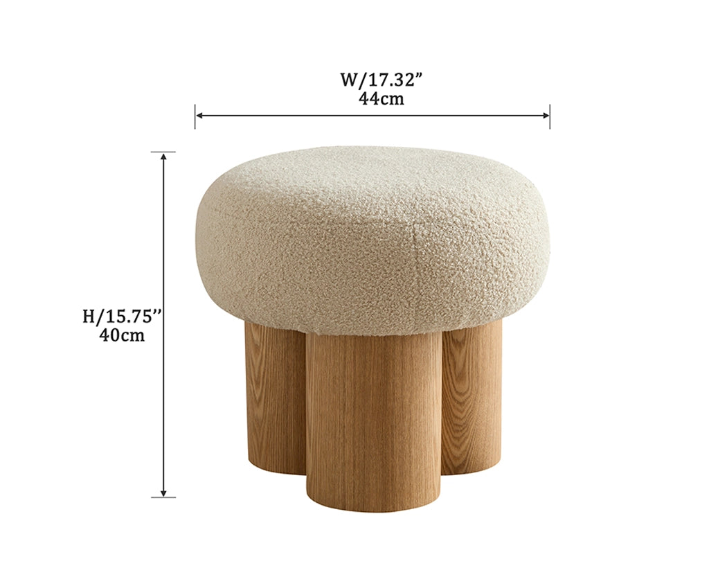 Mushroom stool, grieg plush cushion, wooden barrel PVC pipe