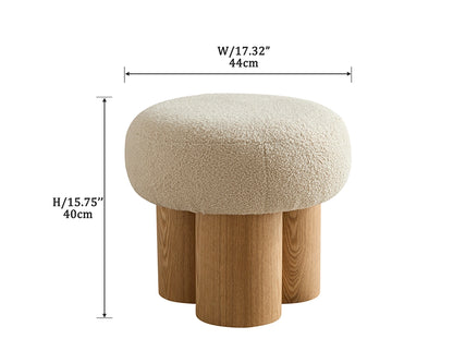 Mushroom stool, grieg plush cushion, wooden barrel PVC pipe