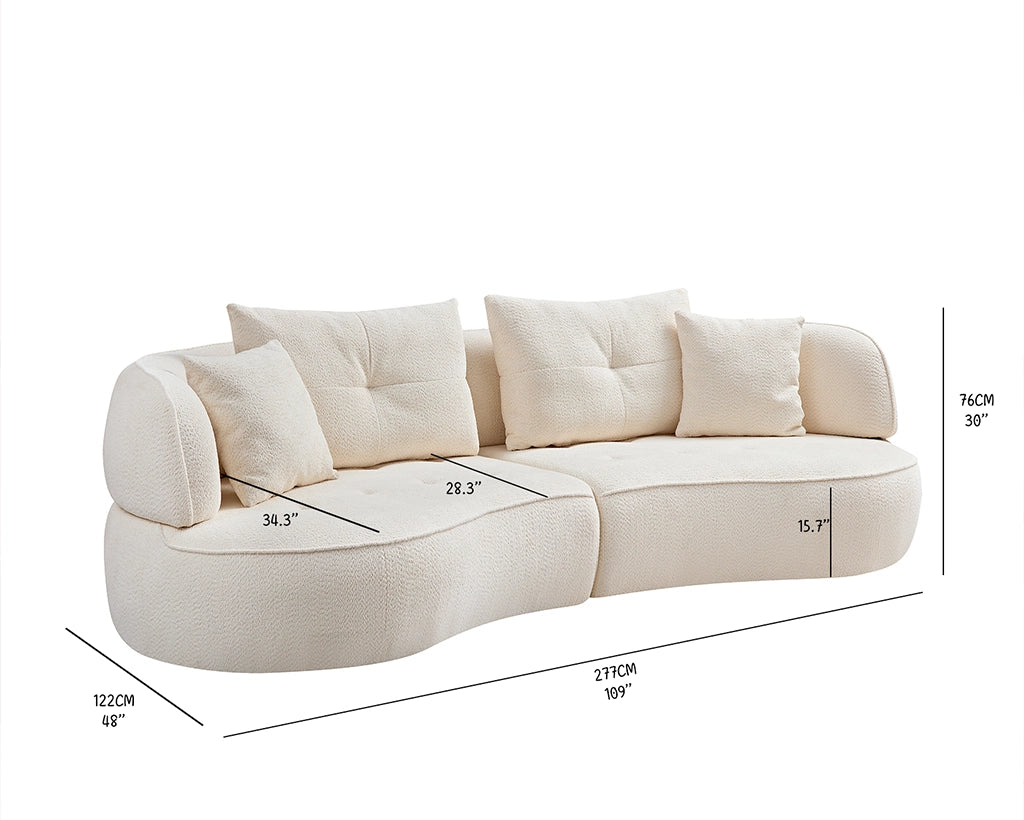 110.24" Orange modular sofa, durable fabric, solid wood frame