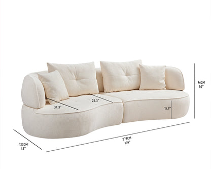 110.24" Orange modular sofa, durable fabric, solid wood frame