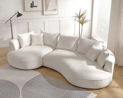 124.80"Beige Curved Sofa with Ingenious Shape – Modern, Stylish Design