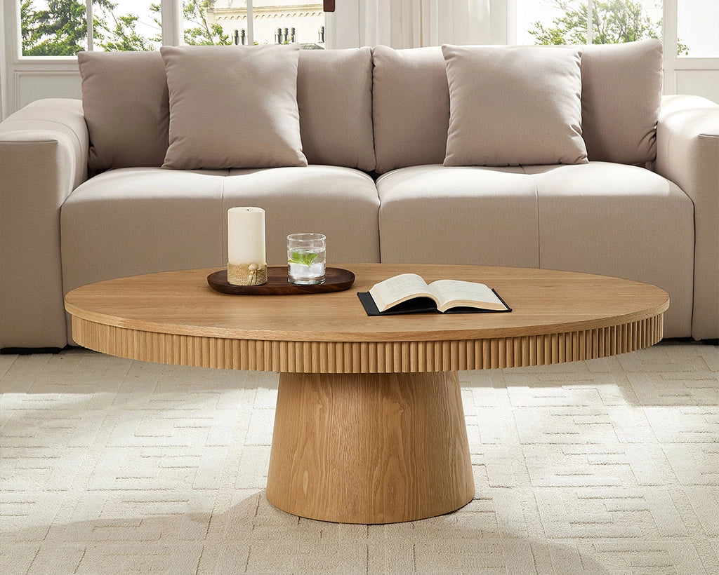 (Pre-Sale)Modern Design Oval Handcraft Drum Coffee Table Length 47.24 inch Coffee Table