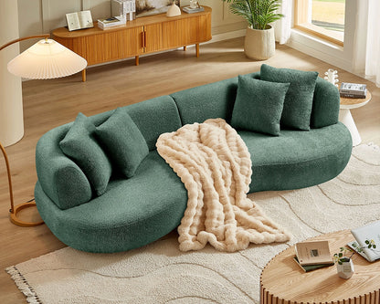 102.36 inch 4-Seat Boucle Fabric Cream Style Couch