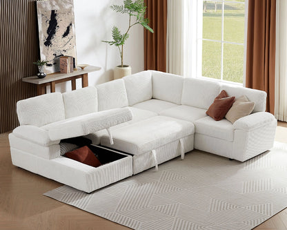 118.09"Corduroy Oversized Modular Storage Sectional Sofa Couch for Home Apartment Office Living Room