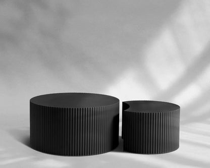 Nesting table set of 2 Round and Half Moon Shapes,No Need Assembly