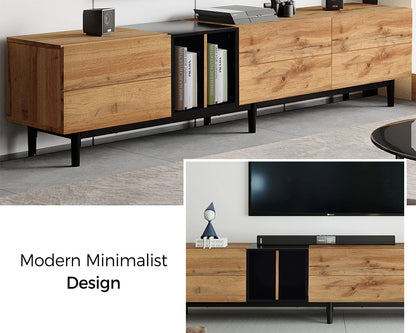 76.80" Modern TV Stand for 80'' TV with 3 Doors, Media Console Table