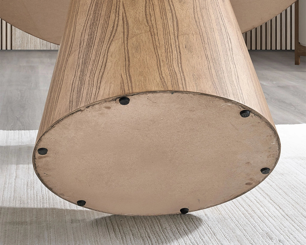 (1 Table with 4 Chairs)Wooden Dining Table Set, Modern Round MDF Kitchen Table and Boucle Upholstered Dining Chairs