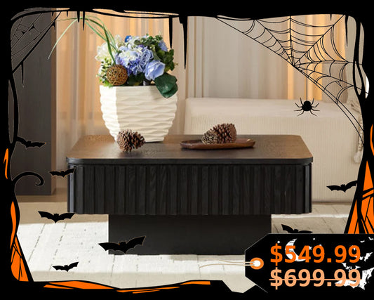 35.43 Inch Modern Handcraft Drum Coffee Table Lift Top Wooden with Hidden Storage Space