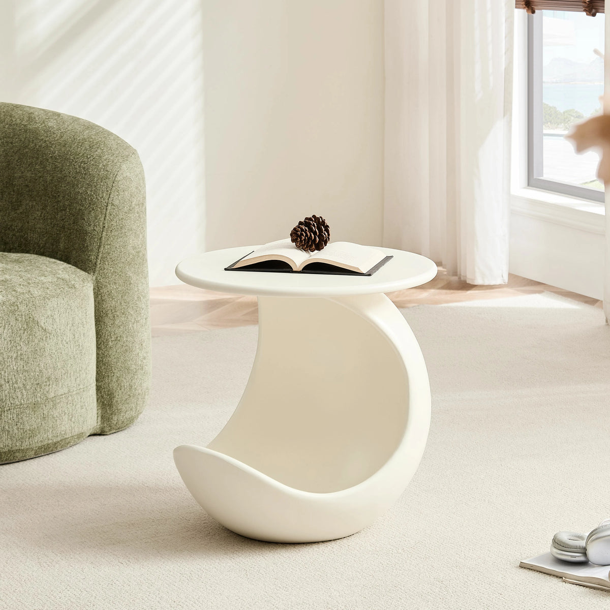19.69'' 2-in-1 Pet Friendly End Table, No Assembly Fiberglass Base