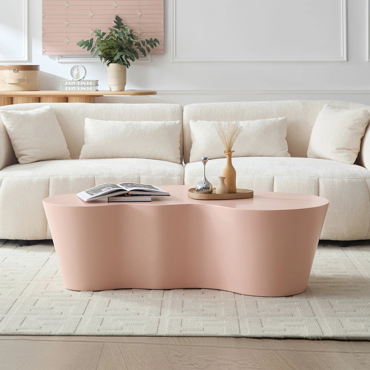 50“ Unique Shape Coffee Table - Sturdy Fiberglass