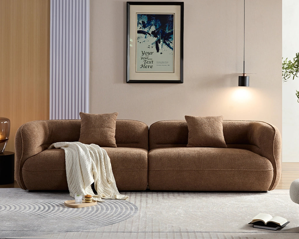 110.24" White sectional sofa, durable fabric, solid wood frame, high density sponge filler