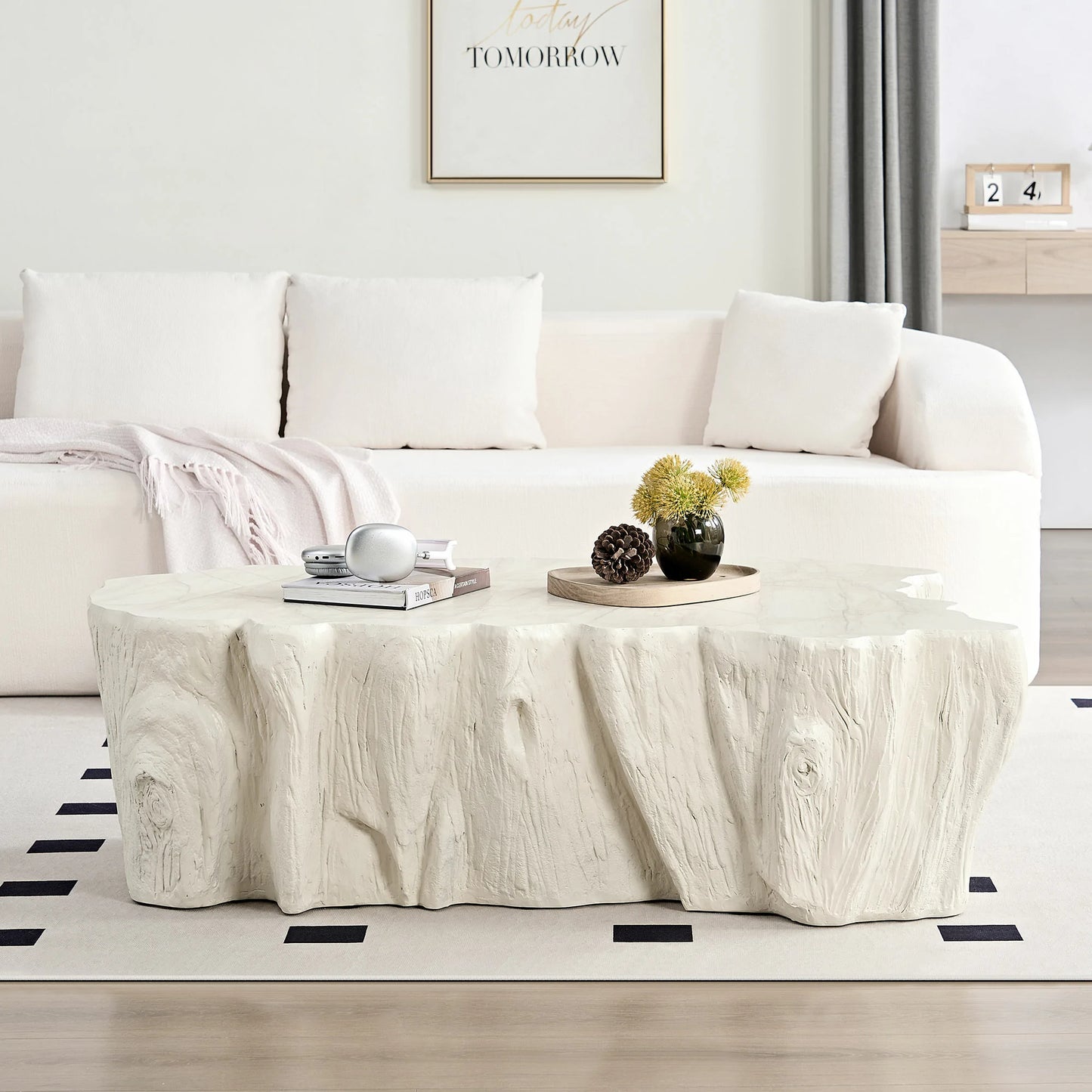 48.62" Unique Shape Coffee Table - Sturdy Fiberglass