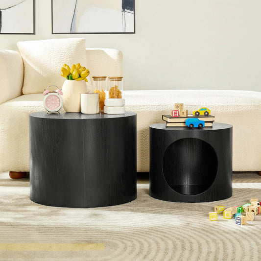 Cat Nest Stool Set – 2-Piece Round Nesting Coffee Tables, No Assembly