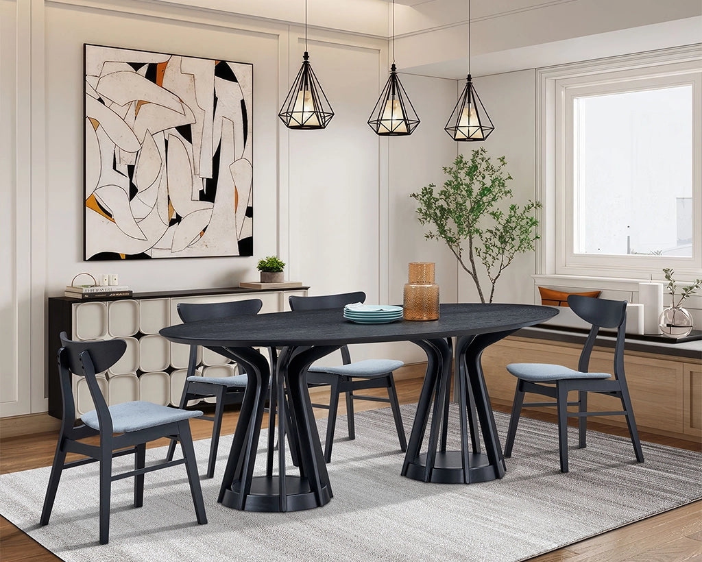 (1 Table+6 Chairs) 78.74 Inch Modern Dining Table Set of 7 pcs