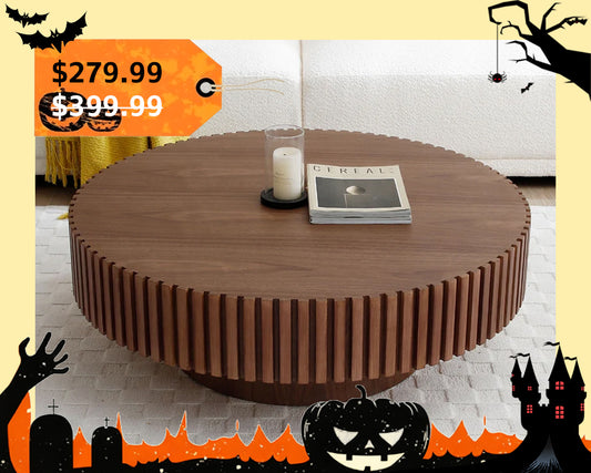 Modern Handcraft Drum Coffee Table Circle Coffee Table