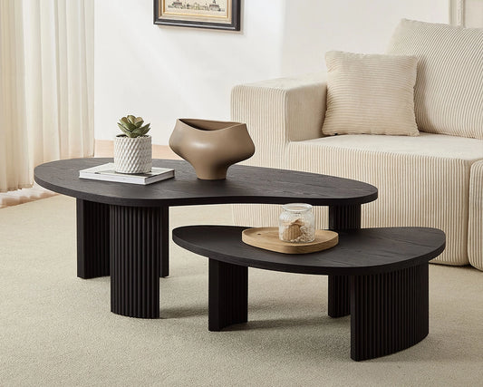 (Pre-Sale)2-Piece Easy Assembly Modern Irregular Shape Coffee Table Set