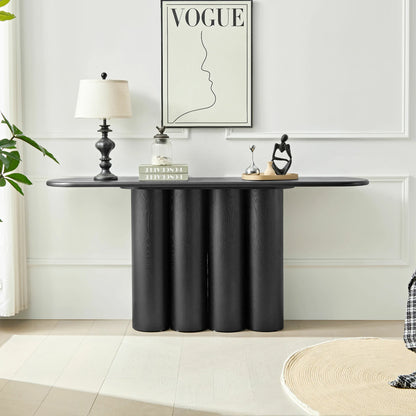 66.93" Modern Console Table – Cylinder Legs for Entryway, Natural