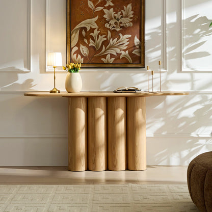 66.93" Modern Console Table – Cylinder Legs for Entryway, Natural