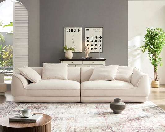 110.22“Camel Sofa WKS16C: Modular Design with Removable Pillowcases & Solid Wood Frame