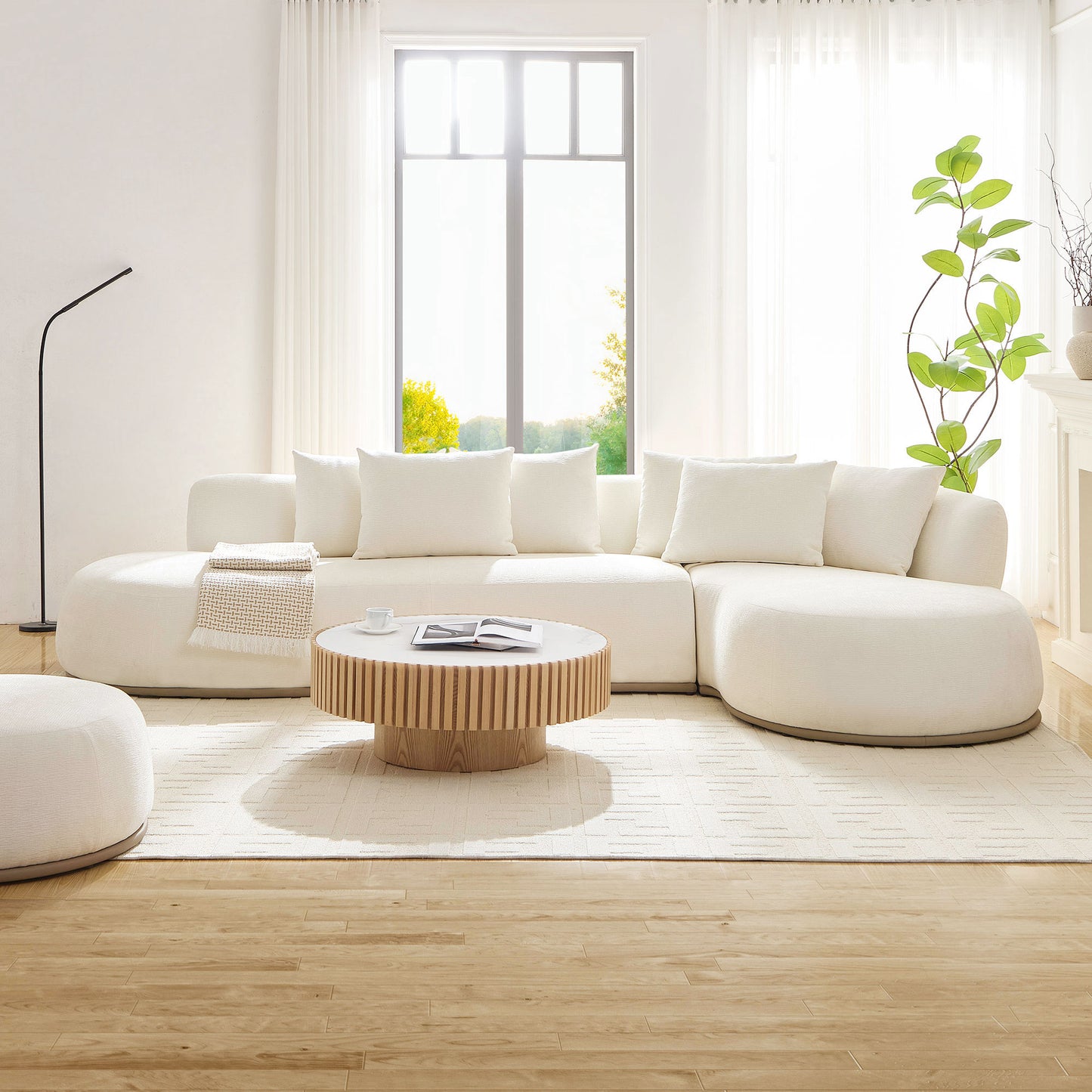 35.43'' Nesting Round Sintered Stone Tabletop Modern Drum Coffee Table