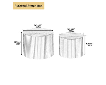 Handcrafted Round MDF Nesting Tables, 2-Piece Set with Storage