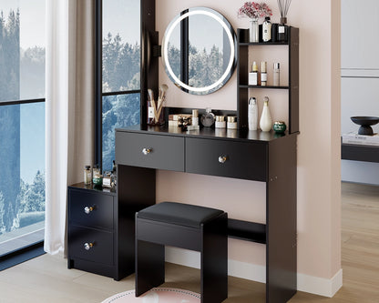 Full Body Mirror Cabinet & LED Vanity Set with Storage