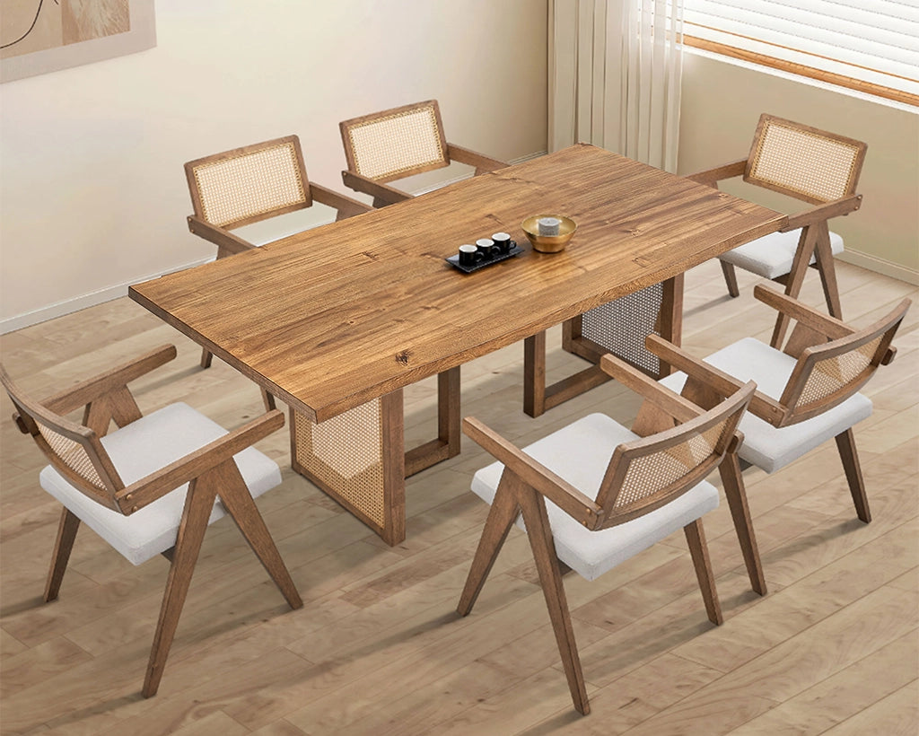 86.61 Inch Oversize Rectangular Waves Dining Table Set